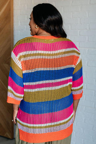 One Eleven North Deep Thoughts Striped Loose Knit Top