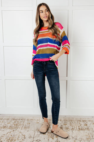 One Eleven North Deep Thoughts Striped Loose Knit Top