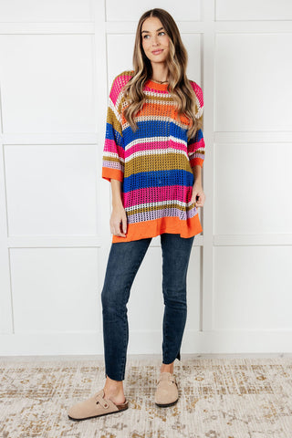 One Eleven North Deep Thoughts Striped Loose Knit Top