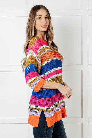One Eleven North Deep Thoughts Striped Loose Knit Top