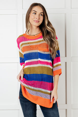One Eleven North Deep Thoughts Striped Loose Knit Top