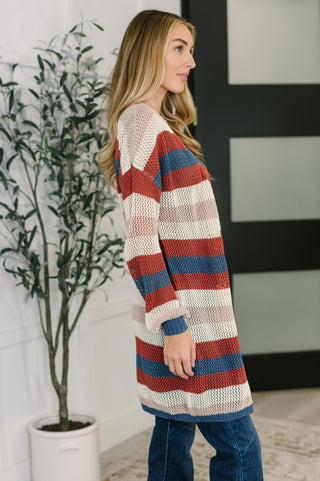 One Eleven North Definitely Dapper Striped Knit Cardigan