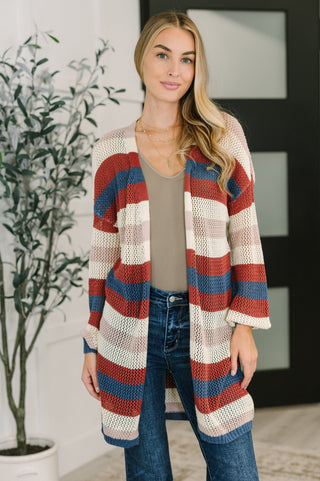 One Eleven North Definitely Dapper Striped Knit Cardigan