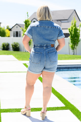 Judy Blue Delia High Rise Short Sleeve Romper - Exclusive