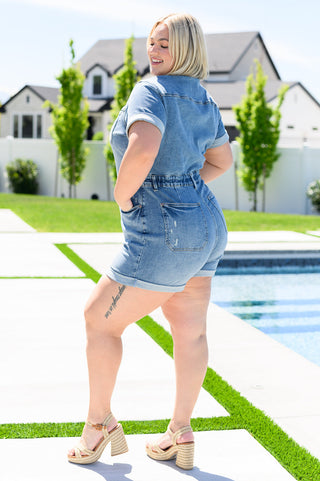 Judy Blue Delia High Rise Short Sleeve Romper - Exclusive