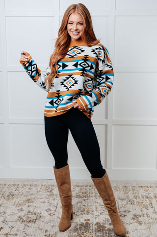 One Eleven North Desert Vibes Geometric Striped Sweater