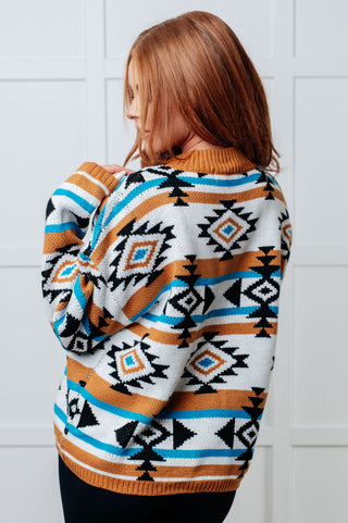 One Eleven North Desert Vibes Geometric Striped Sweater