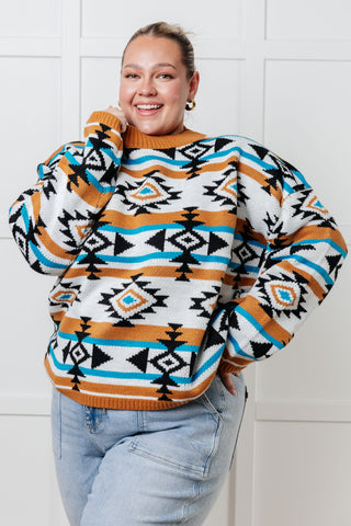 One Eleven North Desert Vibes Geometric Striped Sweater