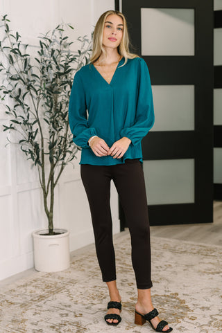 Haptics Desk to Dinner V-Neck Balloon Sleeve Blouse