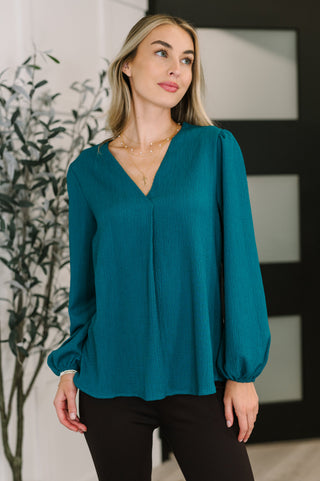 Haptics Desk to Dinner V-Neck Balloon Sleeve Blouse