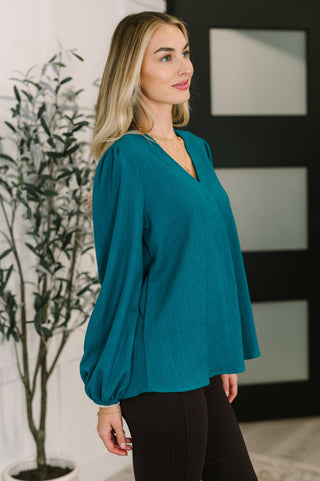 Haptics Desk to Dinner V-Neck Balloon Sleeve Blouse