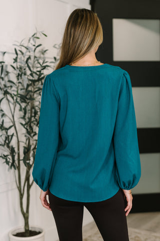 Haptics Desk to Dinner V-Neck Balloon Sleeve Blouse
