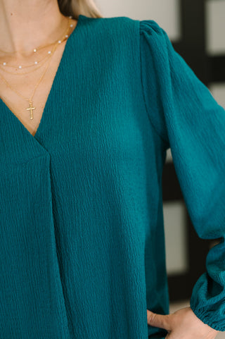 Haptics Desk to Dinner V-Neck Balloon Sleeve Blouse