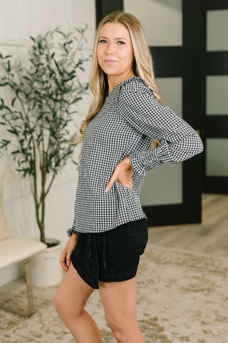 One Eleven North Different Kind of Gal Gingham Long Sleeve Blouse