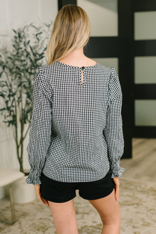 One Eleven North Different Kind of Gal Gingham Long Sleeve Blouse