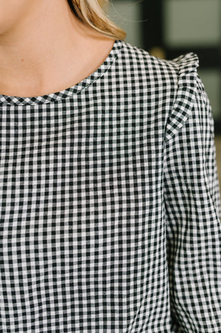 One Eleven North Different Kind of Gal Gingham Long Sleeve Blouse