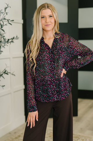 One Eleven North Doing the Most Polka Dot Blouse