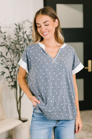 7th Ray Dot, Dot, Dot V-Neck Casual Top