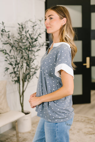 7th Ray Dot, Dot, Dot V-Neck Casual Top