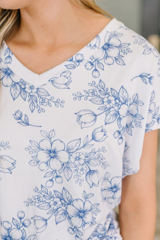 Haptics Down Right Delicate V-Neck Floral Top