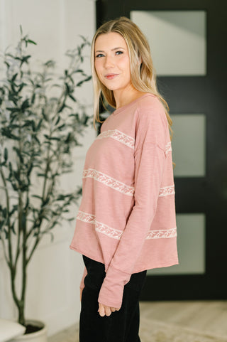 In Loom Down to Every Detail Drop Shoulder Long Sleeve in Dusty Rose