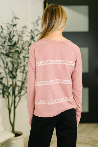 In Loom Down to Every Detail Drop Shoulder Long Sleeve in Dusty Rose