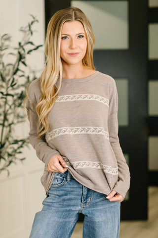 In Loom Down to Every Detail Drop Shoulder Long Sleeve in Stone Taupe