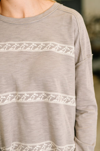 In Loom Down to Every Detail Drop Shoulder Long Sleeve in Stone Taupe