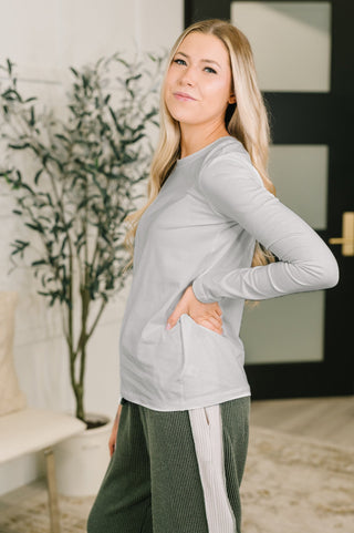 Zenana Down to the Basics Long Sleeve Top in Heathered Grey