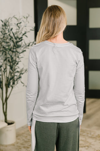 Zenana Down to the Basics Long Sleeve Top in Heathered Grey