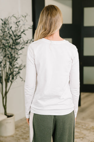 Zenana Down to the Basics Long Sleeve Top in White