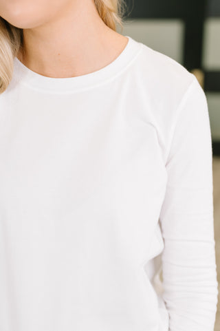Zenana Down to the Basics Long Sleeve Top in White