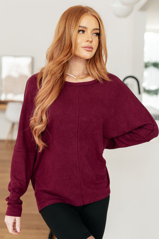 Very J Drive Downtown Dolman Sleeve Top in Wine