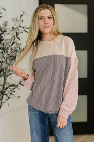 One Eleven North Dual Tones Cable Ribbed Knit Sweater
