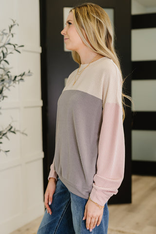 One Eleven North Dual Tones Cable Ribbed Knit Sweater