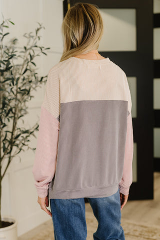 One Eleven North Dual Tones Cable Ribbed Knit Sweater