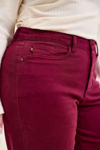 Judy Blue High Waist Tummy Control Boysenberry Retro Wide Leg Denim Jeans 881168