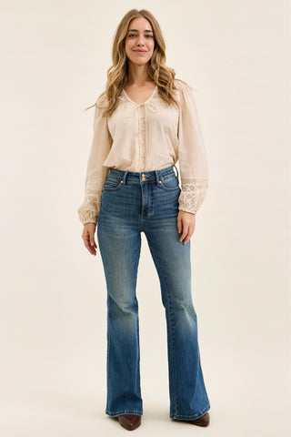 Judy Blue High Waist Tummy Control Jaqueline Flare Denim Jeans 881125