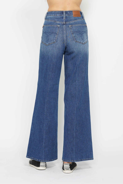 Judy Blue High Waist Tummy Control Retro Wide Leg Denim 88847-Jeans-Sunshine and Wine Boutique