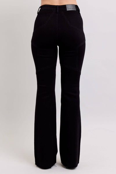 Judy Blue High Waist Star Back Seam Detail Black Flare Denim Jeans 88958-Jeans-Sunshine and Wine Boutique