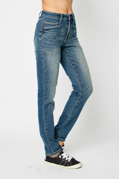 Judy Blue High Waist Classic Relaxed Denim Jeans 88687-Jeans-Sunshine and Wine Boutique