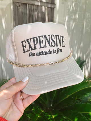Southern Bliss Expensive the attitude is free Foam Lettering Khaki Otto Trucker Hat