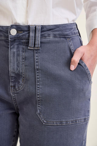 Judy Blue High Waist Aurora Weekender Garment Dyed Vintage Indigo Cuffed Slim Straight Jogger Denim Jeans 881194