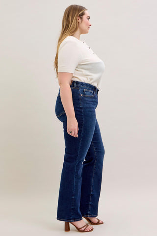 Judy Blue Mid Rise Dark Straight Denim Jeans 82679 - Inseam Options