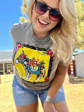 Texas True Threads Callie Ann Stelter Hand Painted Burro
