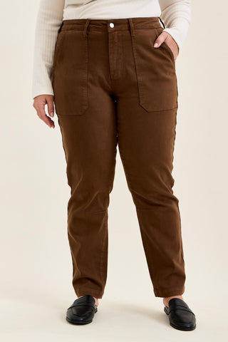 Judy Blue High Waist Aurora Weekender Garment Dyed Mahogany Slim Straight Jogger Denim Jeans 881196