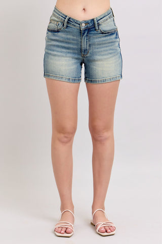 Judy Blue High Waist V Front Vintage Denim Short 150309-Shorts-Sunshine and Wine Boutique