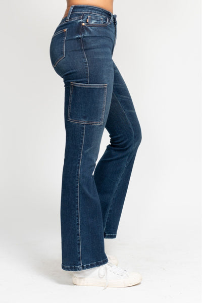 Judy Blue High Waist Cargo Bootcut Denim 88872-Jeans-Sunshine and Wine Boutique