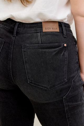 Judy Blue Mid Rise Western Seam Detail Black Straight Denim Jeans 881050