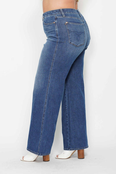 Judy Blue High Waist Tummy Control Retro Wide Leg Denim 88847-Jeans-Sunshine and Wine Boutique